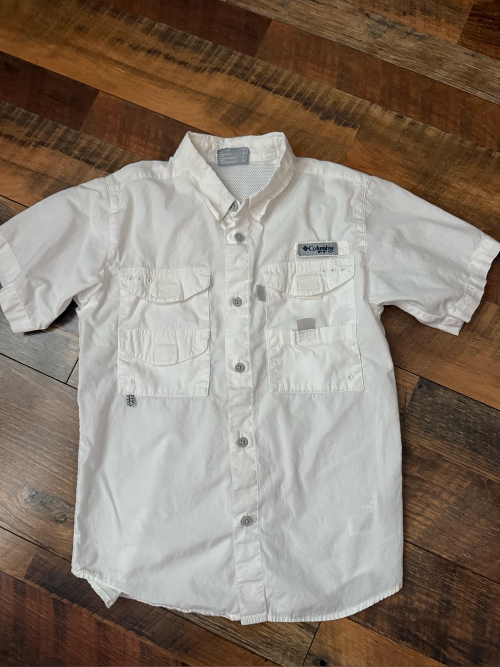 Columbia Boys' White Short-Sleeve Button Shirt PFG